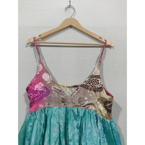 Vestido largo de seda con tirantes étnicos para mujer, vestido bohemio elegante multicolor, diseño de parche Vintage para verano - Product Image 2