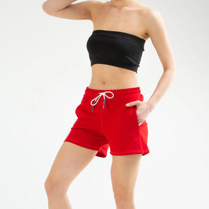 Pantalones cortos deportivos de cintura alta con logotipo personalizado para mujer en nuevos colores de verano hechos de tela polar patrón de pantalones cortos calientes - Product Image 4