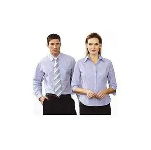 Katoenen Effen Loog Mouw Formeel Kantoorshirt Heren Personeel Uniform Werk Shirt Slim Fit Knap Design Klassiek Kantoor Bank Corporate