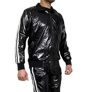 Wet Look Fashion Tracksuit For <b>Men</b> Wholesale <b>Slim</b> Fit <b>Men's</b> Two Piece Zipper Colored & Sweatpants Water Proof Shiny Tracksuit - Product Image 1