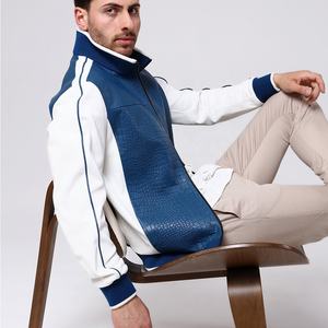 Chaqueta de piel de cocodrilo para hombre, Cazadora Bomber de cuero blanco con relieve de cocodrilo - Product Image 5