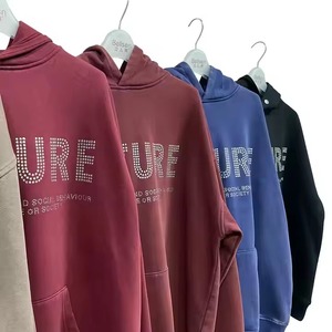 Nueva llegada 2025 personalizado 380 500gsm Sudadera con capucha para hombre French Terry Fleece All Over Print Rhinestone pulóver Sudadera con capucha para hombre - Product Image 2