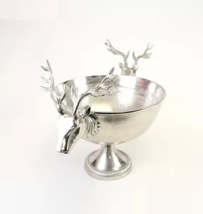 Seau à vin en métal design renne poli argent de luxe fait à la main refroidisseurs de boissons et seaux à glace artisanat indien - Product Image 1