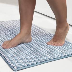 Tapis de salle de bain en microfibre chenille bleu mélodie, antidérapant, doux, 50x80 cm - Product Image 3