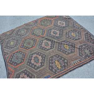 Alfombra Turca Vintage Étnica Marrón Naranja 5,7 X 6.2ft Área Grande Clásico Rectángulo Patrón Lana Material Látex Respaldo Habitación Alfombra - Product Image 2