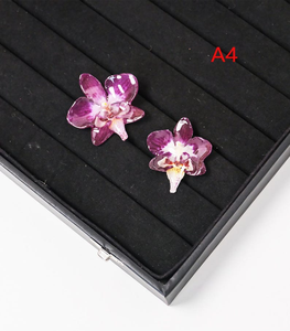 Juego de Figuras de Orquídeas de Resina Hechas a Mano, Decoración Ecológica para Bodas, Regalo, Arte Floral Morado, Decoración Coleccionable A4 AZ - Product Image 1