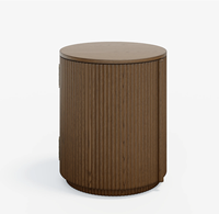 Table d'appoint ronde en marbre à l'aspect moderne avec base en bois, élégante pour la maison, l'hôtel et le salon.