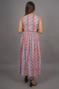 Vestido Estampado a Mano, Túnica India, Vestido Estampado a Mano, Sin Mangas, Cuello en V, Vestido Largo de Fiesta, Vestido Maxi para Mujer - Product Image 6