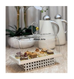 Restaurant Decorative Iron Base With Acrylic <b>Dome</b> Customized Size Round Shape Sweet Server With <b>Dome</b> From India - Product Image 6