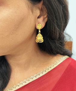 Indian Gold Plated Floral <b>Jhumka</b> Jhumki <b>Earrings</b> Supplier Indian Bridal Jewelry for Wedding Festive Fashion Jewelry Set - Product Image 3