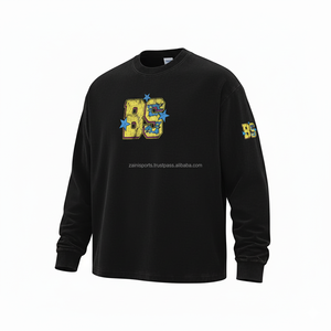 370 GSM coton Polyester mélange sweat doux intérieur polaire noir à manches longues personnalisé sérigraphie Logo respirant sweats - Product Image 3