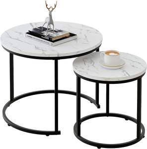 Table d'appoint en marbre de couleur noire et blanche pour décor à la maison Table d'appoint moderne pour salon chambre - Product Image 1