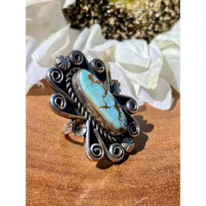 Bague vintage Damian Cotton Royston en turquoise et argent sterling, taille 7 - Product Image 3