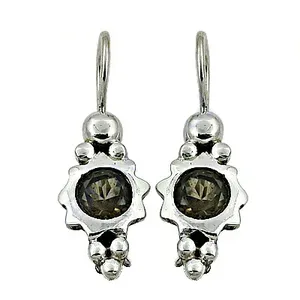 18K Gold and 925 <b>Silver</b> Smoky Quartz Dangle <b>Earrings</b> for <b>Women</b> Freshwater Pearl Pendant Drop Earrrings with Amethyst Main Stone - Product Image 2