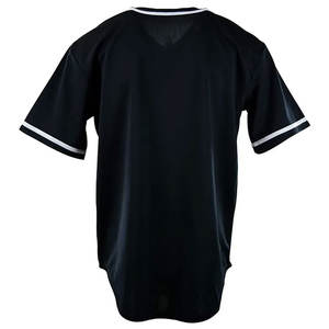 Camiseta de béisbol de poliéster 100% con cuello en V de impresión por sublimación personalizada de fábrica directa, ropa deportiva negra de talla grande para equipos de niños y adultos - Product Image 2