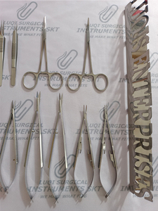 Ensemble d'instruments microchirurgicaux Koshima 11 pièces en acier inoxydable allemand avec plateau en plastique et tapis en silicone certifié CE - Product Image 3