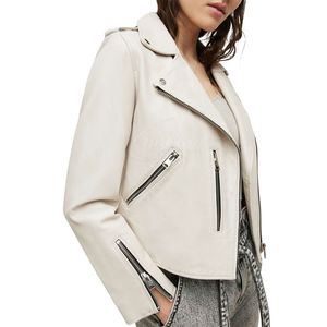 Veste en cuir véritable pour femme, manches longues, col montant, design tricoté, haute qualité, vente chaude automne-hiver - Product Image 4