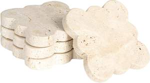 Handmade Wave Edge Natural Beige Decorative Natural White <b>black</b> Marble <b>coasters</b> white <b>coaster</b> and <b>black</b> white <b>coaster</b> - Product Image 2