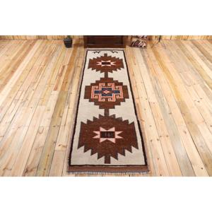3x10 ft Vintage Turkish Rug, Runner Rug, Herki <b>Brown</b> <b>Wool</b> Rug - Product Image 1
