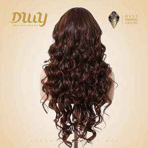 Becky-DWY Long-Length Curly Synthetic <b>Wig</b> Chesnut <b>Brown</b> Lace Front with Transparent Lace Glueless Design - Product Image 4