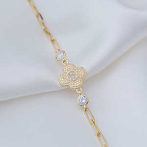 Bracelet en pierre de Zircon brillant pour femme, conception de trèfle à quatre feuilles, fabrication artisanale turque, vente en gros, bijoux en argent Sterling 925 - Product Image 4