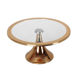 Soporte de Pastel de Metal de 2 Niveles, con Borde Decorativo de Cristal, para Frutas y Pasteles, Acabado Niquelado, Tendencia en Ventas - Product Image 2