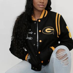 Chaqueta Universitaria OVO YALE, 100% Algodón, Chaqueta Bomber Universitaria Bordada en la Parte Delantera, Impermeable, Cortavientos, Unisex - Product Image 4