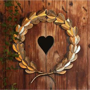 Wholesale Handmade Iron <b>Art</b> Gold <b>Leaf</b> Wreath Mirror Nordic Modern Luxury Metal <b>Wall</b> Sculpture Decorative Mirror for Interior - Product Image 6