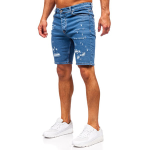 Custom Summer Oversized Acid Wash Crystal Denim <b>Shorts</b> <b>Jeans</b> Streetwear Rhinestone Baggy Jorts <b>For</b> <b>Men</b> - Product Image 2