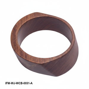 Brazalete de Madera Oscura Natural Hecho a Mano, Brazalete de Madera Geométrico Ancho y Curvo, Joyería Boho para Mujer - Regalo Ecológico para Ella - Product Image 2