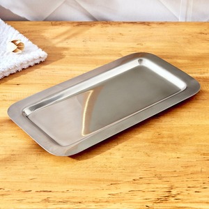 Bandeja de servicio de acero de Metal Rectangular de diseño real con asas de mármol de ágata para Diwali y decoración de mesa de cumpleaños Faizacraft - Product Image 1