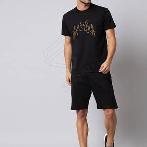 Conjuntos cortos para hombre, ropa de verano de diseño, chándal para hombre, conjunto de pantalones cortos, color negro, fabricado por Pakistán - Product Image 4