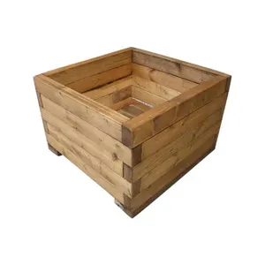 Super Popular design Box shape Wooden Planter at Wholesale Price Planter Natural and Brown Layered Handmade From India