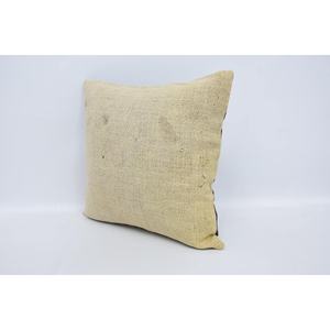 Rustic Design 16x16 Beige Wool Kantha Patchwork <b>Pillow</b> Embroidered Vintage Floral Square Print for <b>Sofa</b> Home Woven 18x18 Inches - Product Image 4