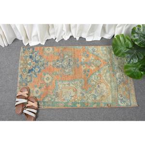 Alfombra de lana de retazos azul naranja Vintage, 1,9x3,4 pies, tejido plano turco, sala de estar alfombra para, respaldo de látex, 4m de ancho para decoraciones - Product Image 4