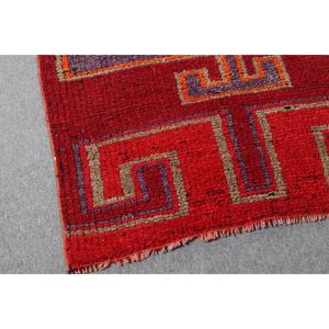Vintage 2.4x7.1 ft Rug, Turkish Rug, <b>Red</b> Southwestern Rug <b>Wool</b> - Product Image 4