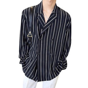 NH22 Camisa de hombre con cuello tipo Chaleco de SILAS hecha de estampado de cebra, ropa de hombre de gran tamaño para un uso fresco y cómodo - Product Image 3