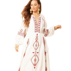 เดรสยาวปักสไตล์ยูเครนสำหรับผู้หญิงแม็กซี่แขนยาวสไตล์โบโฮแฟชั่นสไตล์โบฮีเมียนฤดูร้อนหรูหรา - Product Image 1