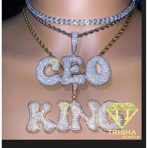 Luxury Hip Hop KING & CEO Iced Out Pendant 925 Sterling Silver with VVS Moissanite Diamonds - Product Image 2