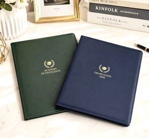 Pochette de présentation personnalisée A4 en cuir PU pour diplôme et certificat de remise des diplômes, avec logo scolaire gaufré à chaud or - Product Image 2