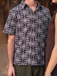 Rohisa hommes Boho coton écologique vacances chemise Handblock imprimé géométrique Tribal Design été Festival Hippie Style - Product Image 2