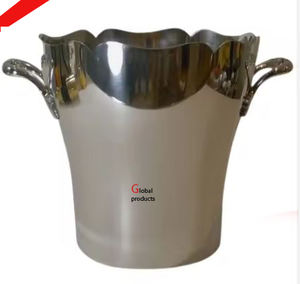 Seau à glace de refroidisseur de vin de forme ronde d'acier inoxydable en métal de qualité principale pour le restaurant et le bar d'hôtel - Product Image 4