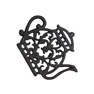 Salvamanteles de hierro fundido redondos decorativos contemporáneos de Metal de color negro hueco en estera salvamanteles de hierro de Metal decorativos modernos negros - Product Image 3