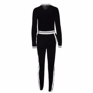 OEM personalizado de dos piezas de manga larga con cremallera chaqueta y pantalones trajes personalizados Activewear chándal de terciopelo para las mujeres - Product Image 1