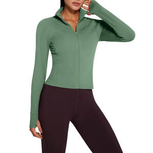 Chaqueta Deportiva de Alto Rendimiento con Cuello Alto y Mangas Raglán, Chaqueta Deportiva con Cremallera, Chaqueta Ajustada Versátil para Mujer - Product Image 1