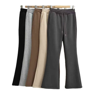 Los mejores pantalones de chándal con estampado personalizado, pantalones acampanados de color sólido para mujer, pantalones de chándal cálidos de lana, pantalones acampanados informales para mujer en Nurak - Product Image 6