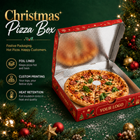 Kotak Pizza Cetak Khusus untuk Liburan dengan Lapisan Foil di Dalam untuk Kemasan Makanan Bawa Pulang Natal Grosir
