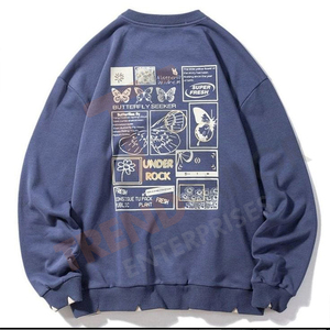 Sweat-shirt à col rond surdimensionné de haute qualité, manches longues, pull-over, plusieurs motifs de couleurs - Product Image 4