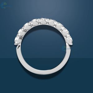 1TCW corte brillante redondo VVS1 moissanita boda banda personalizada media eternidad anillo 14K oro blanco sólido propuesta anillo regalo - Product Image 5