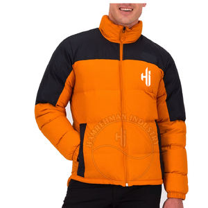 แจ็คเก็ตคอตั้งสีทึบของผู้ชายเสื้อโค้ทขนเป็ดแบบวินเทจ90% ลงมีฮู้ดแบบซิปปิดเสื้อลำลองเสื้อนอก OEM - Product Image 1